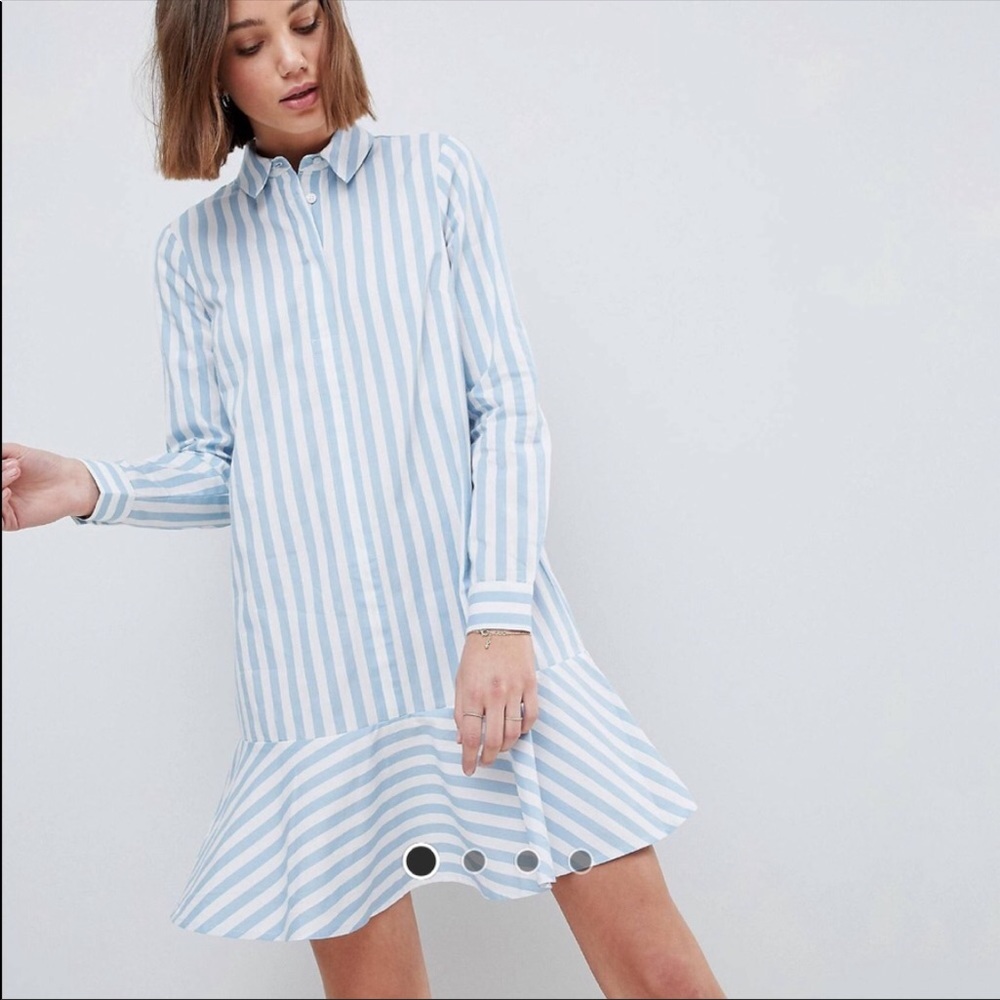 ASOS Mini Dress Peplum Hem Stripe Dress
